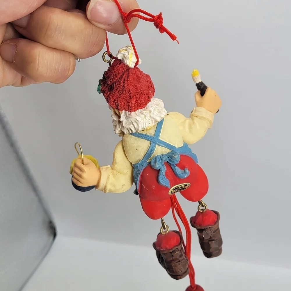 Christmas Tree Ornament Set of 4 Snowman Santa Legs Arms FLexiible Handpainted